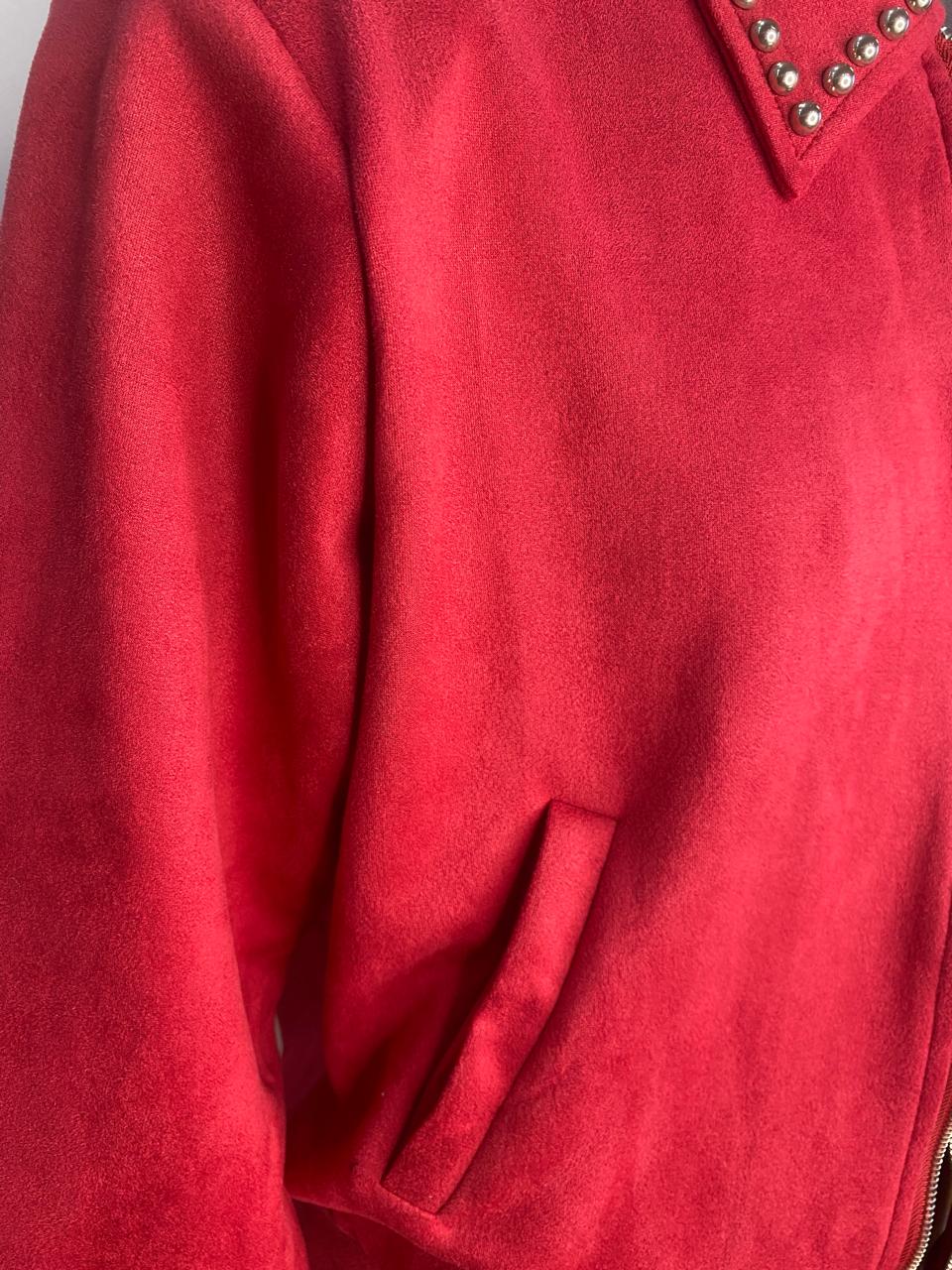 Bomber Jacket Red Suede Hiding Bella