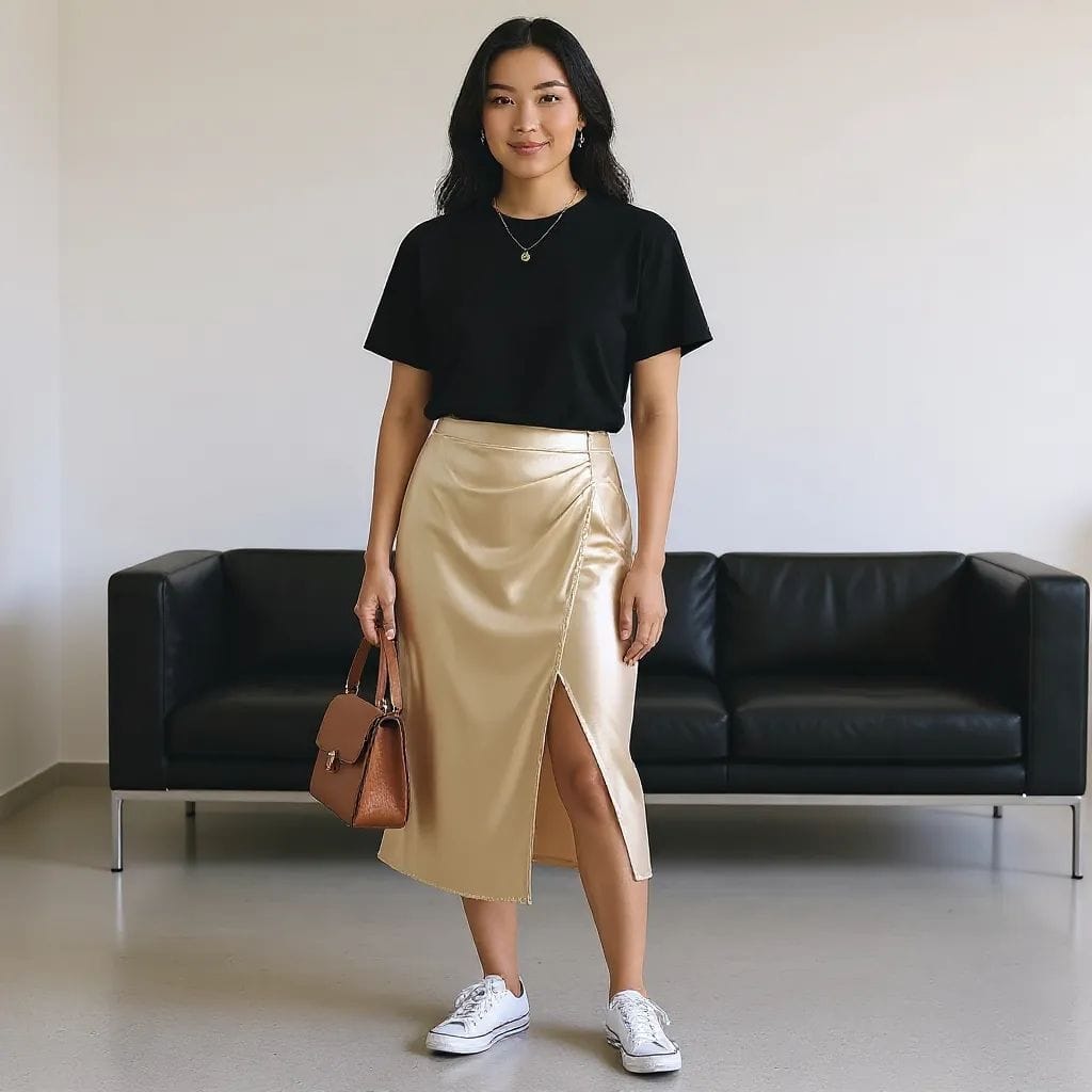 Satin Tulip Skirt Hiding Bella
