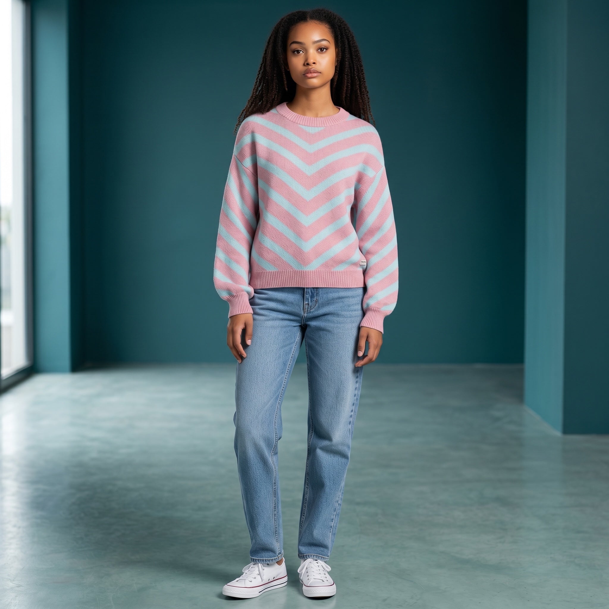 Chevron Jersey Blue Pink