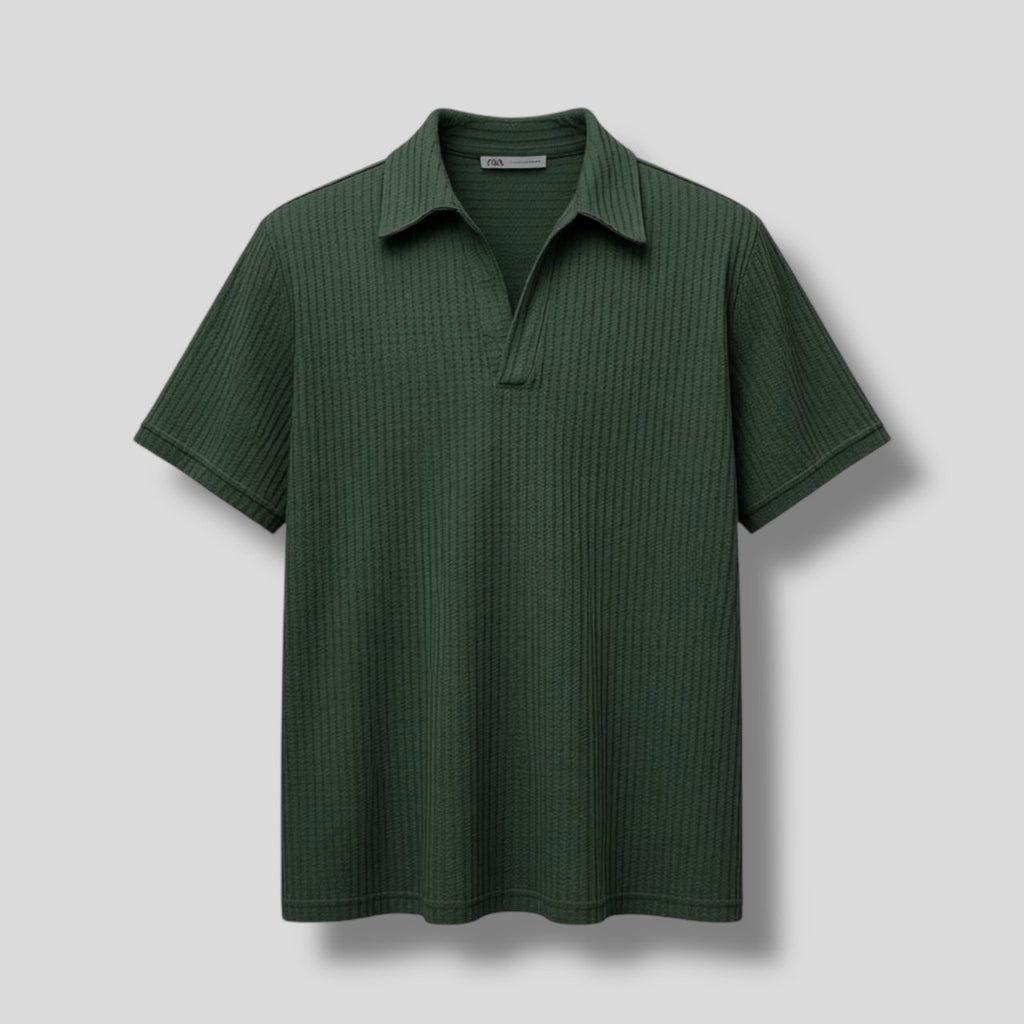 Waffle Knit Polo Dark Green Hiding Bella