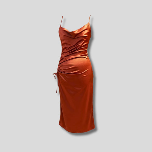 Cami Dress Satin Copper Hiding Bella