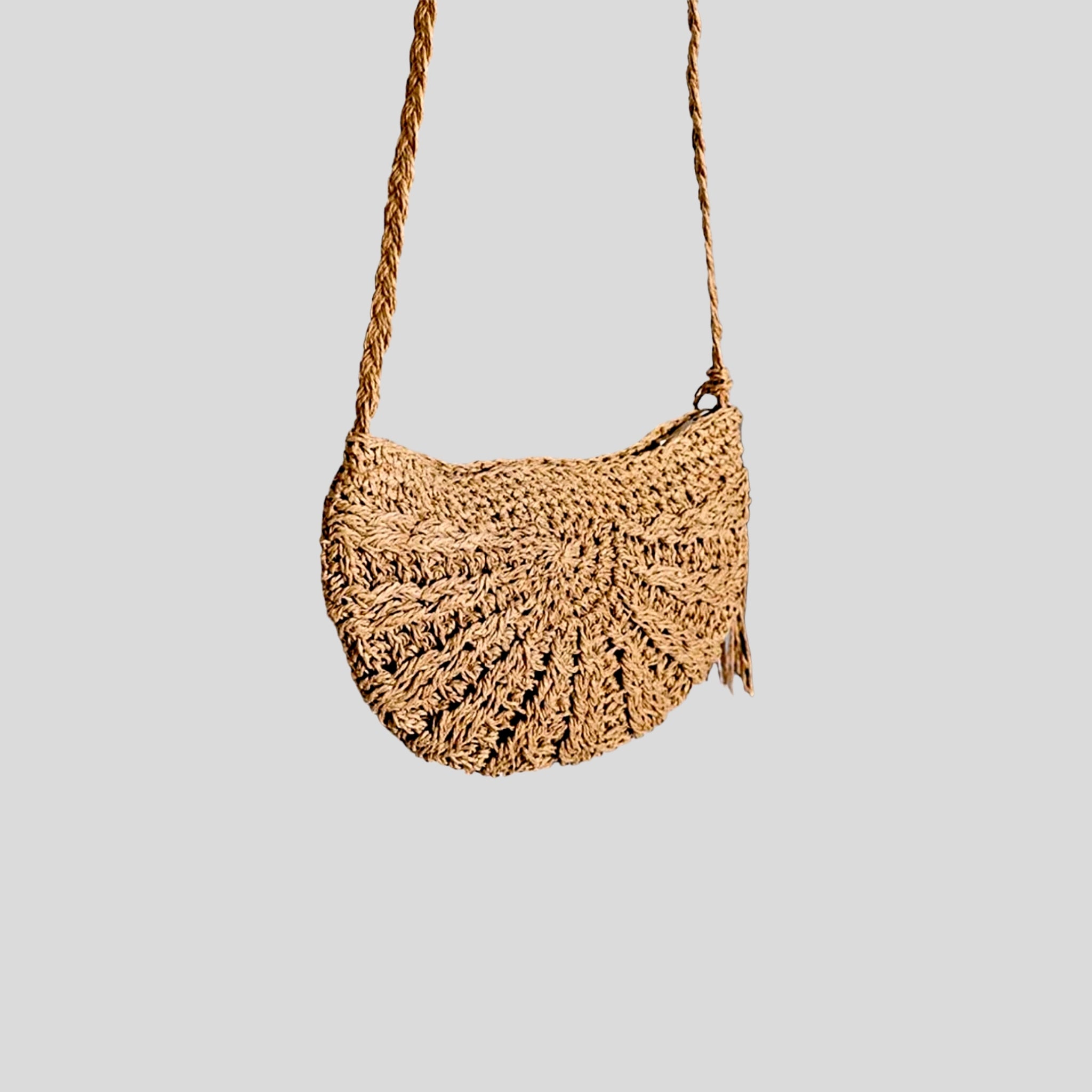 Tassel Half Moon Straw Bag Hiding Bella