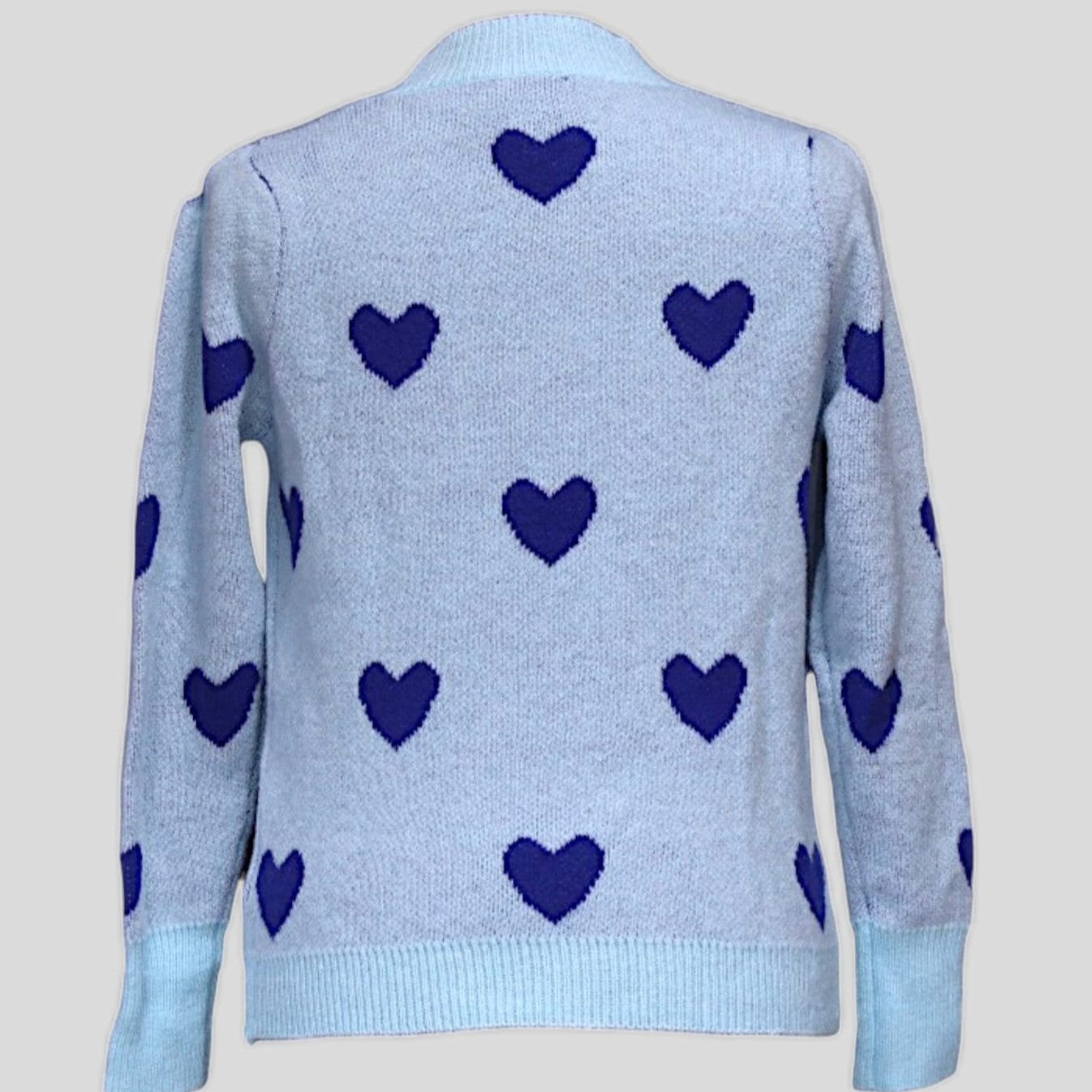 Blue Heart Sweater Hiding Bella
