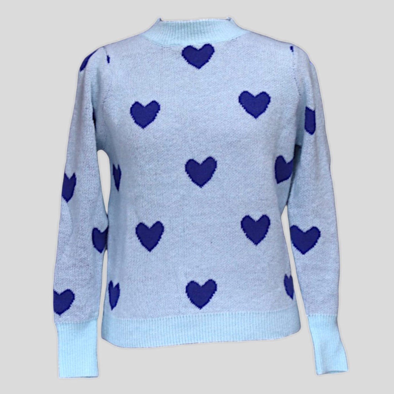 Blue Heart Sweater Hiding Bella