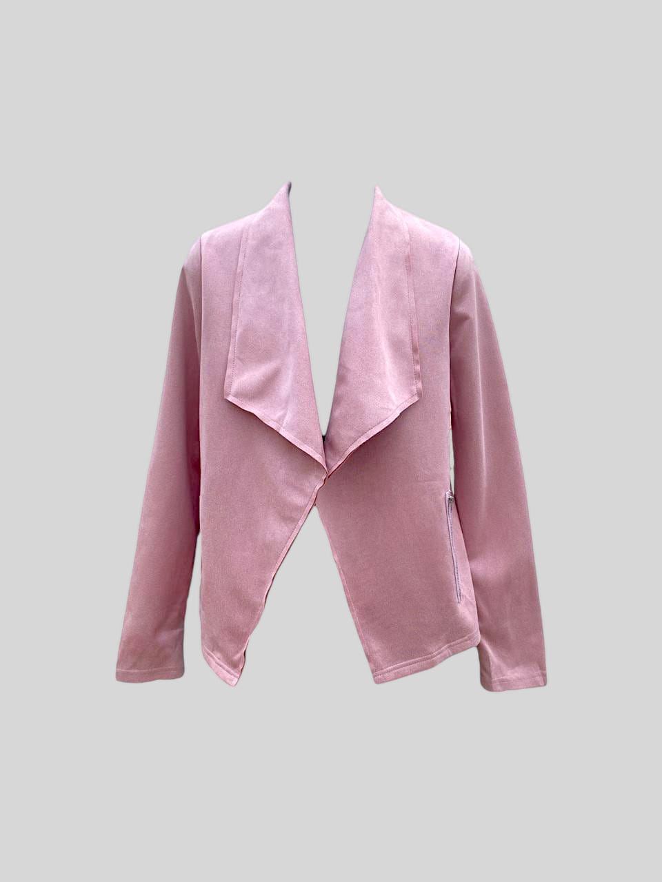 Suede Jacket Open Front Pink Hiding Bella