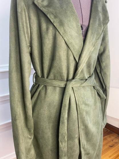 Suede Overcoat Green Hiding Bella