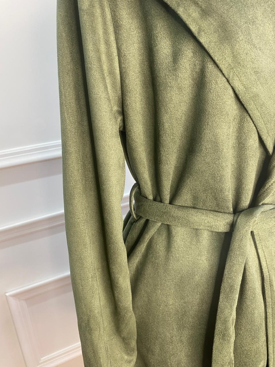 Suede Overcoat Green Hiding Bella