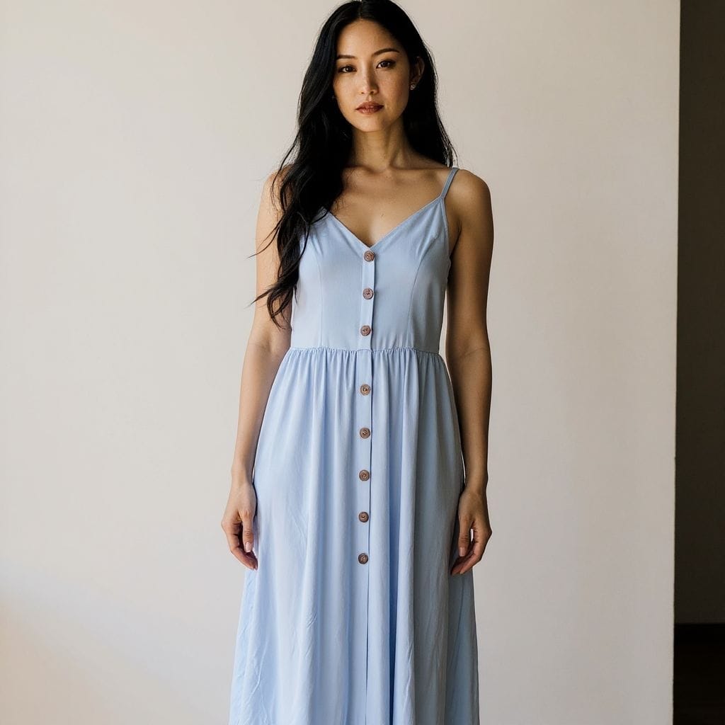 Baby Blue Slip Dress Hiding Bella