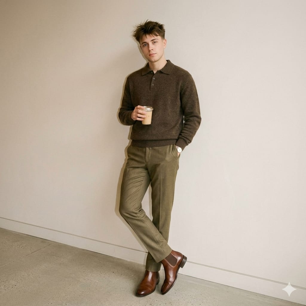 Knit Polo Coffee Brown