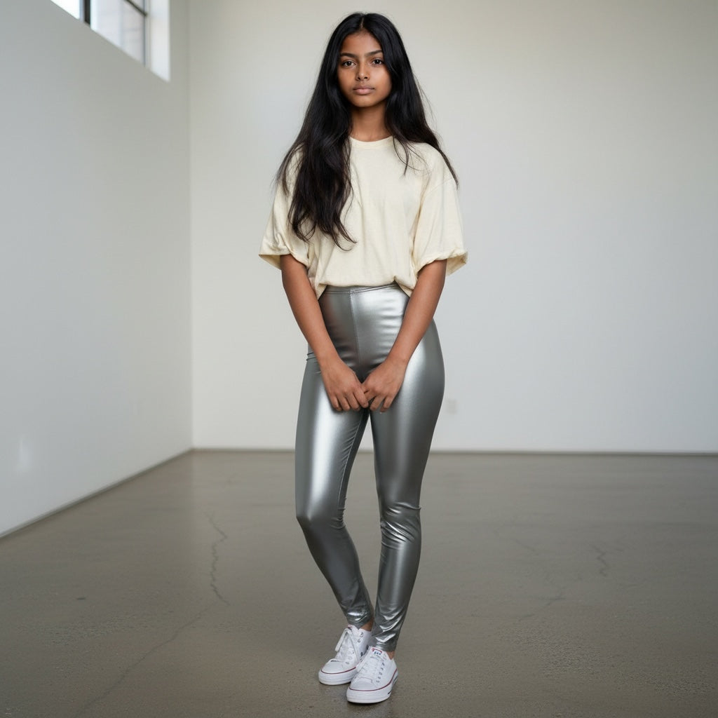 Silver Leggings Hiding Bella