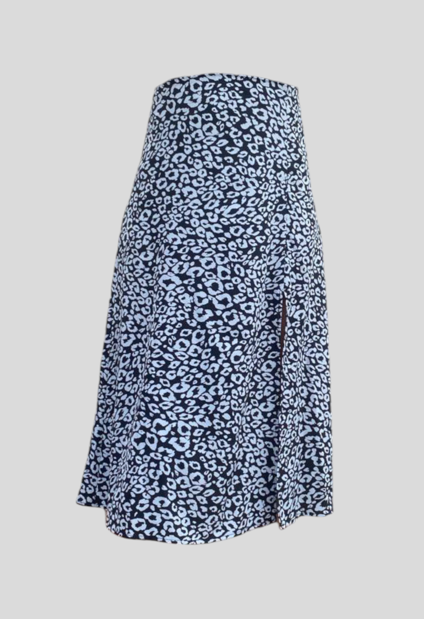 Mono Leopard Print Split Thigh Skirt Hiding Bella