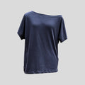 Batwing Sleeve Wide Neck Navy Tee Hiding Bella