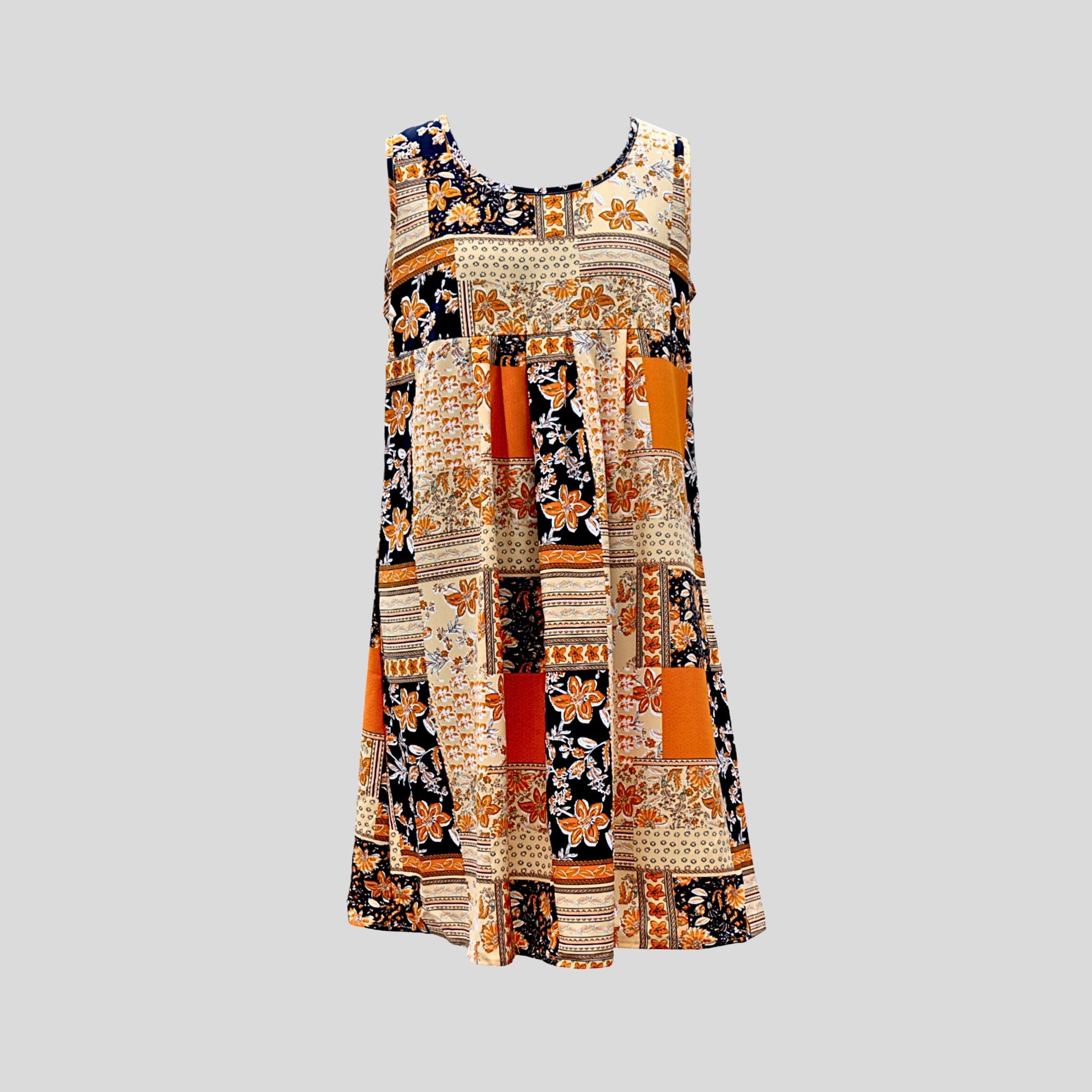 Patchwork Print Mid Smock Dress Hiding Bella