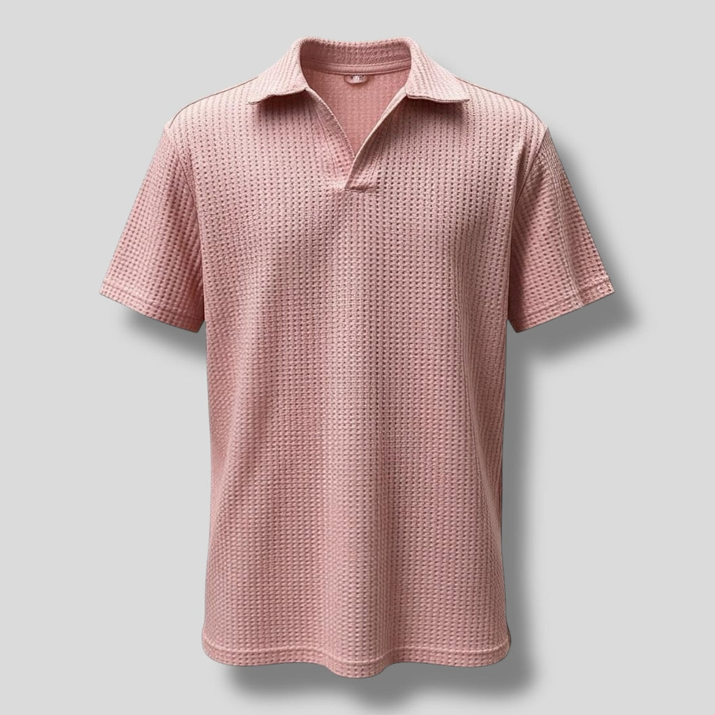 Waffle Knit Polo Pink Hiding Bella