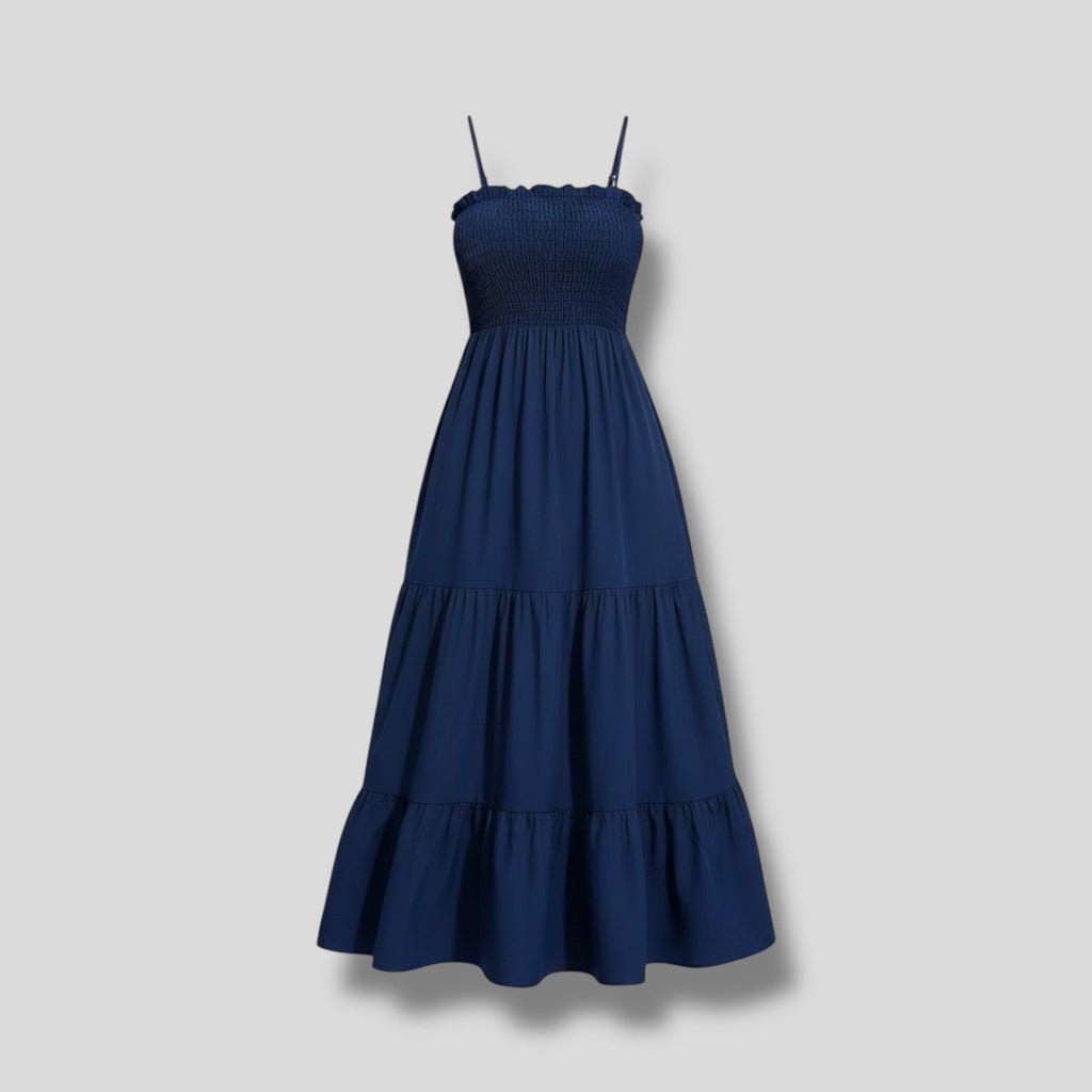 Ruffle Dress Navy Hiding Bella