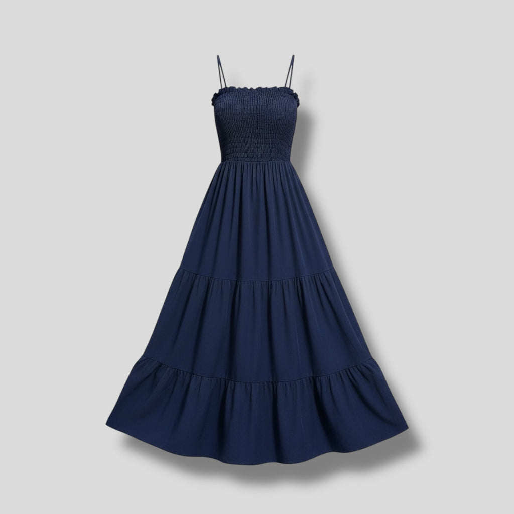 Ruffle Dress Navy Hiding Bella