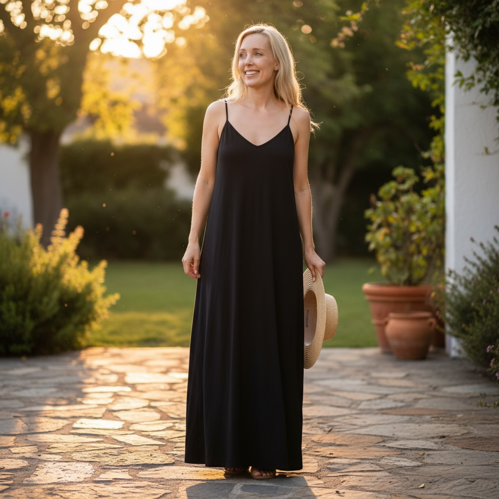 Black Slip Maxi Dress Hiding Bella
