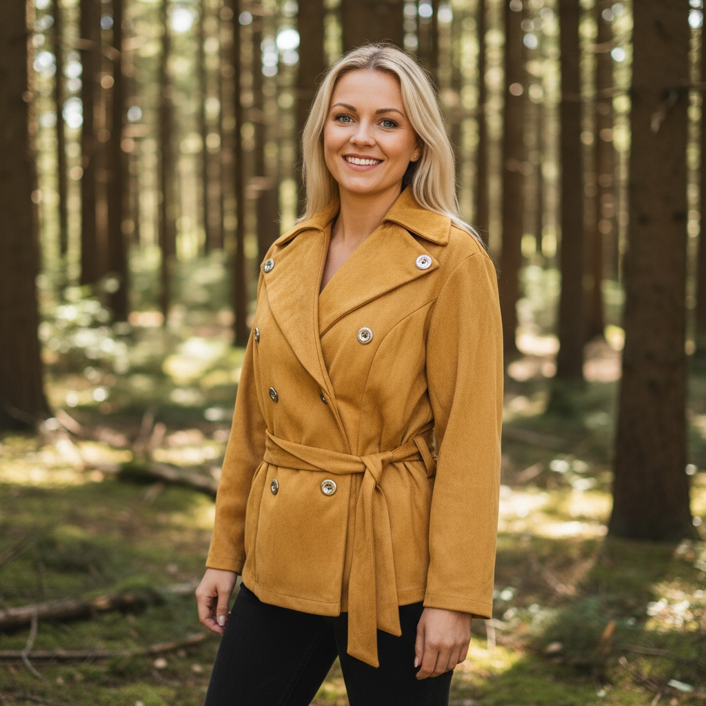 Suede Coat Mustard Hiding Bella