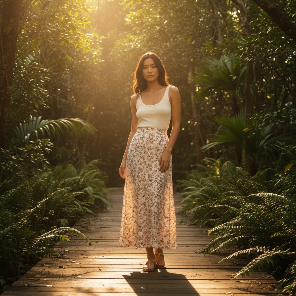 Apricot Floral High Waist Maxi Skirt Hiding Bella