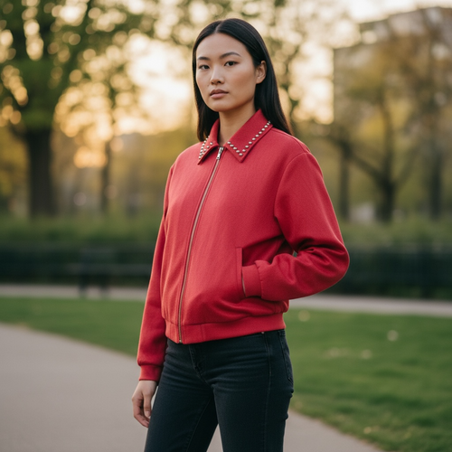 Bomber Jacket Red Suede Hiding Bella
