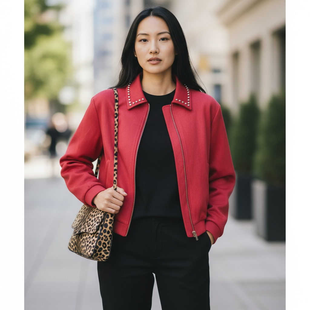 Bomber Jacket Red Suede Hiding Bella