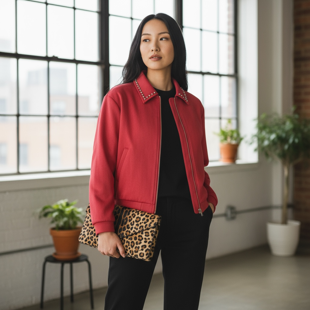 Bomber Jacket Red Suede Hiding Bella