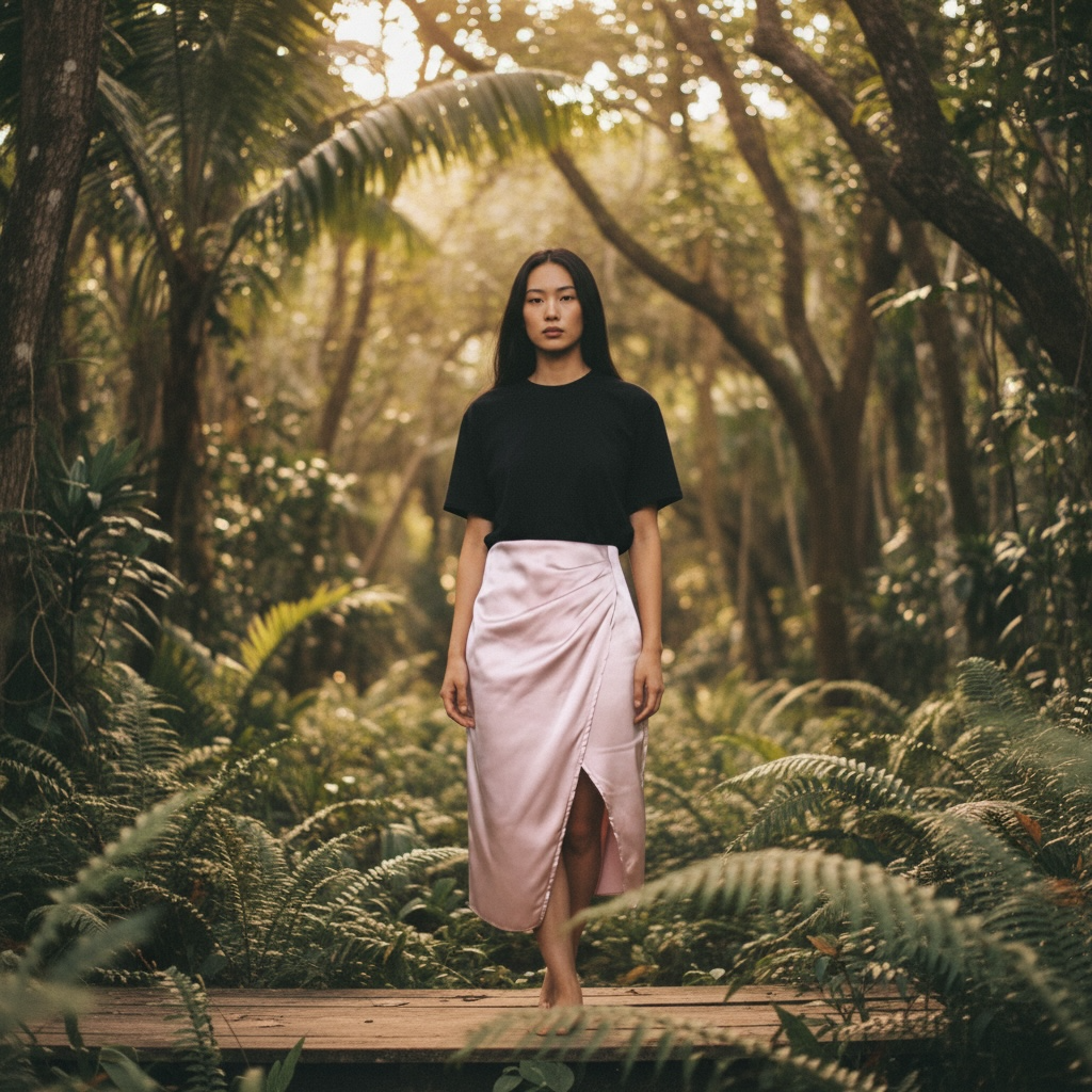Satin Tulip Skirt Hiding Bella