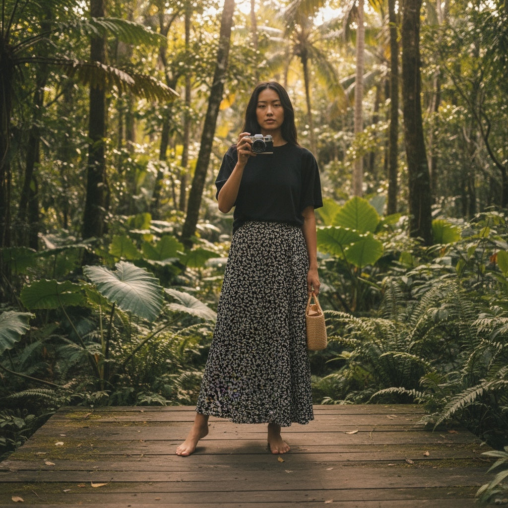 Mono Floral Maxi Skirt Hiding Bella