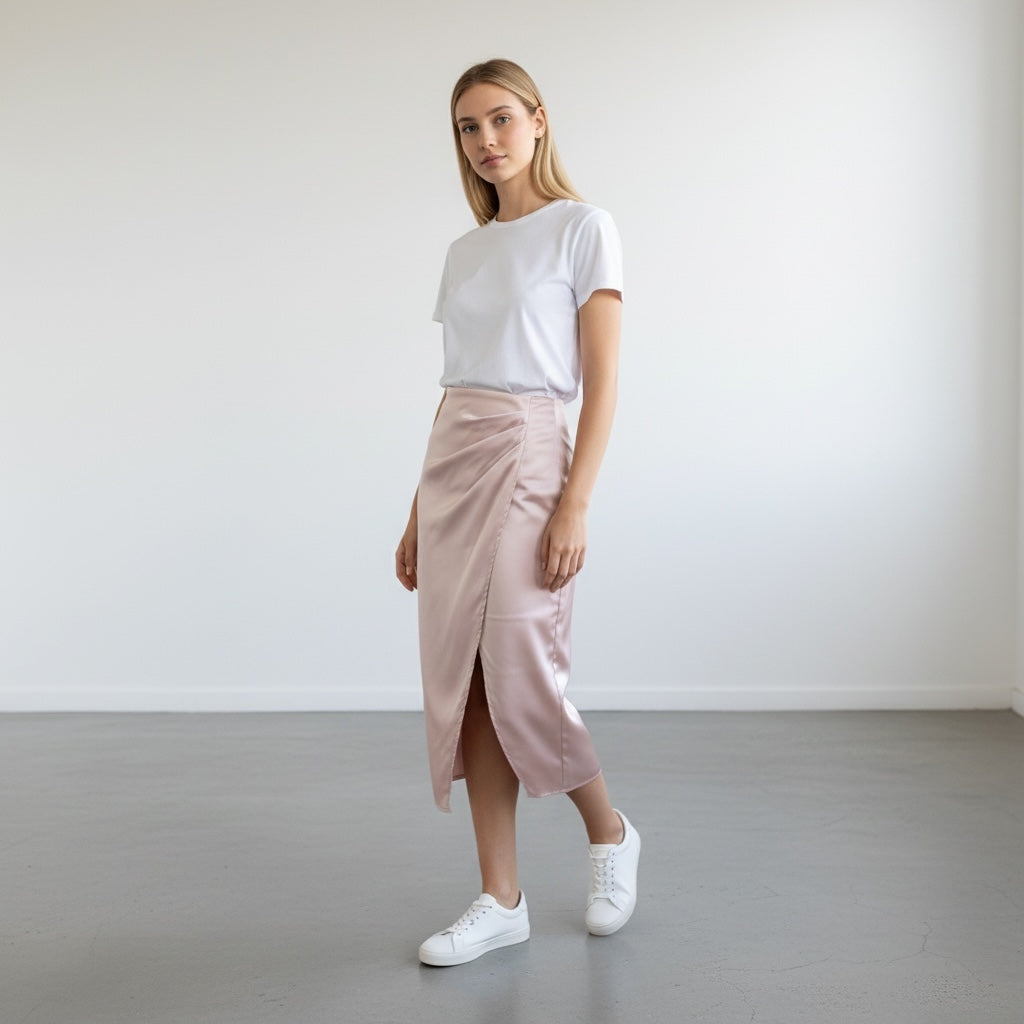 Satin Tulip Skirt Hiding Bella