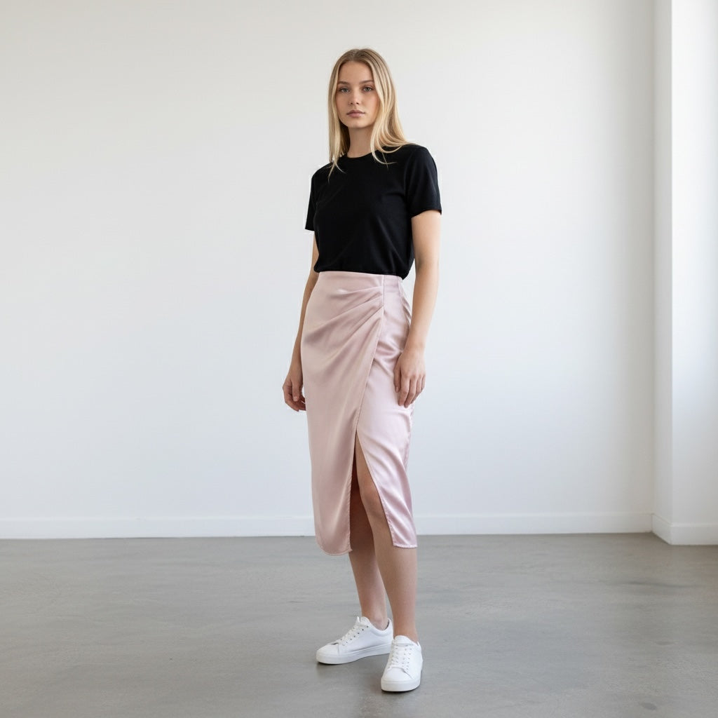 Satin Tulip Skirt Hiding Bella