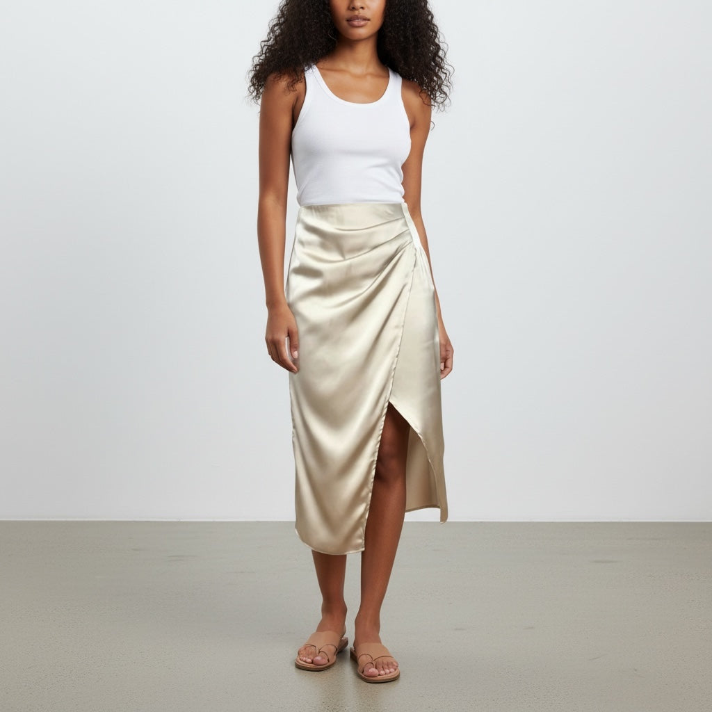 Satin Tulip Skirt Hiding Bella