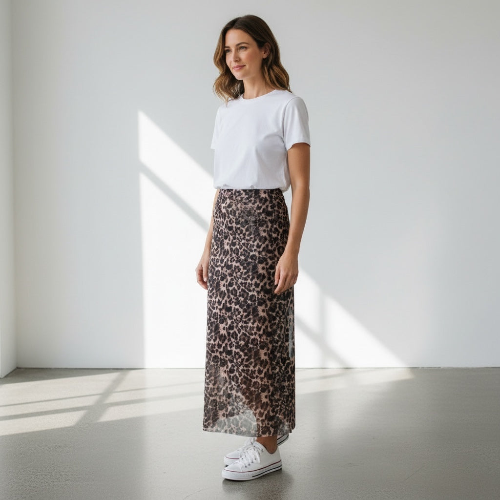 Leopard Tube Skirt Coffee Brown Hiding Bella