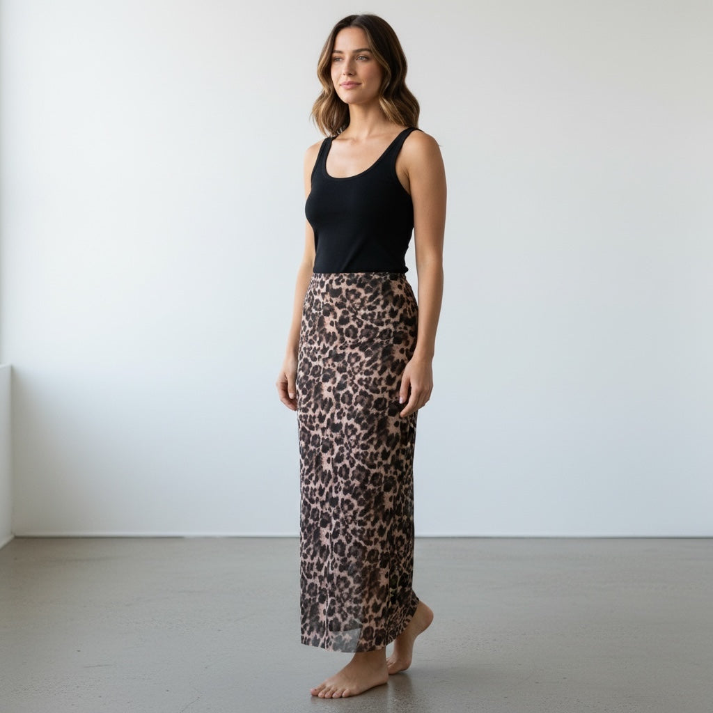Leopard Tube Skirt Coffee Brown Hiding Bella
