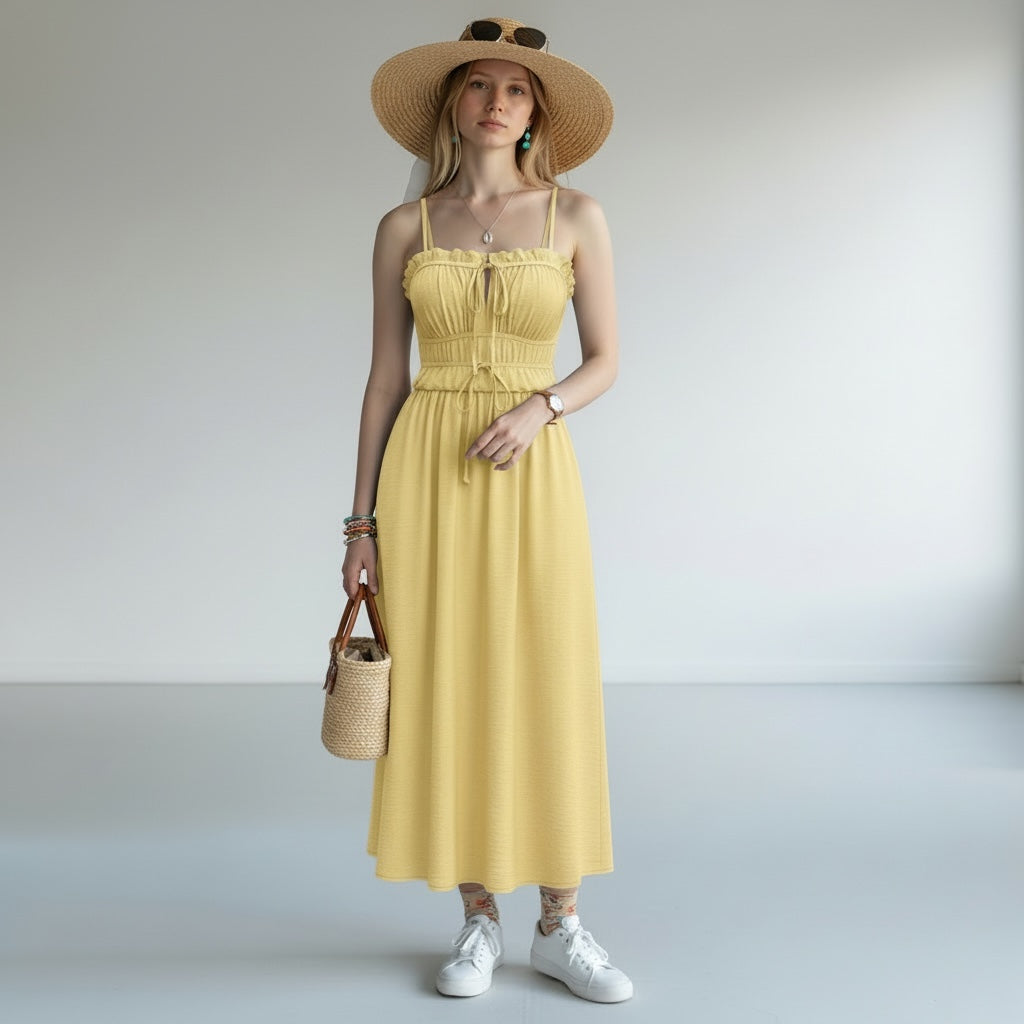 Ruffle Dress Yellow Hiding Bella