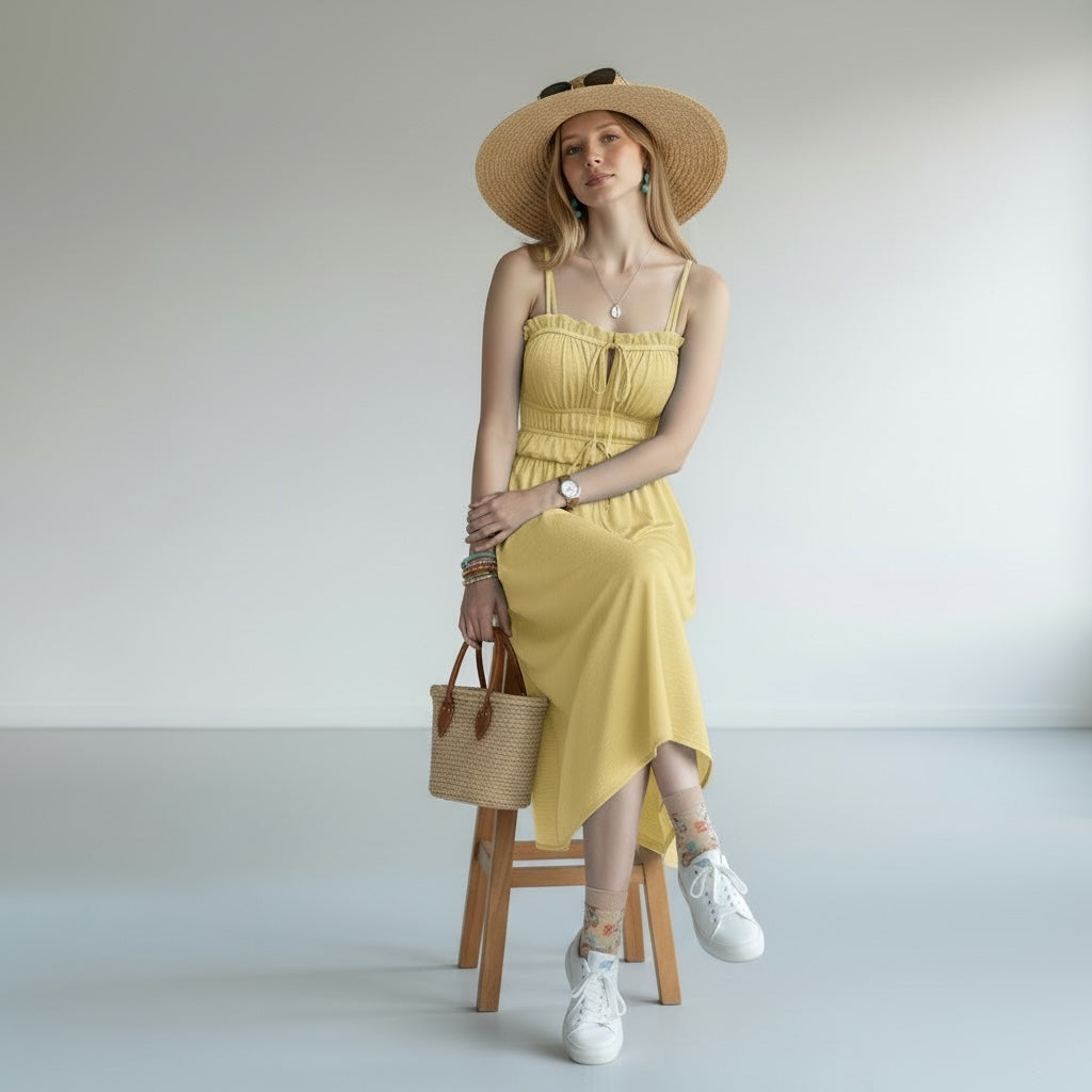 Ruffle Dress Yellow Hiding Bella