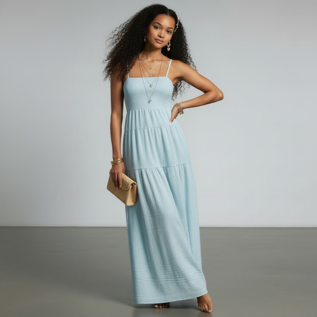 Ruffle Dress Blue Hiding Bella