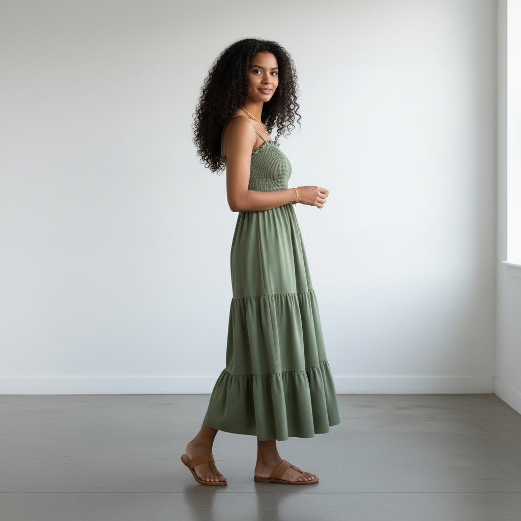 Ruffle Dress Green Hiding Bella