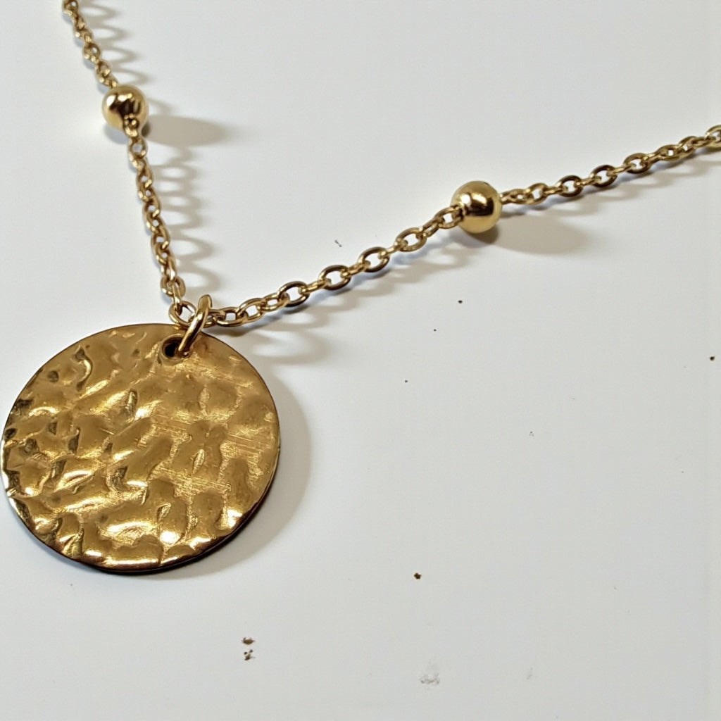 Hammered Coin Pendant Hiding Bella
