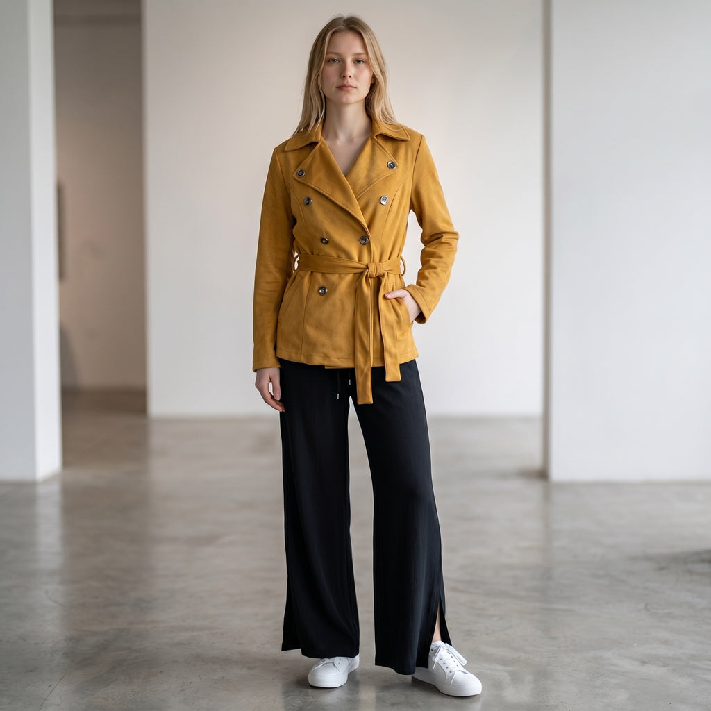 Suede Coat Mustard