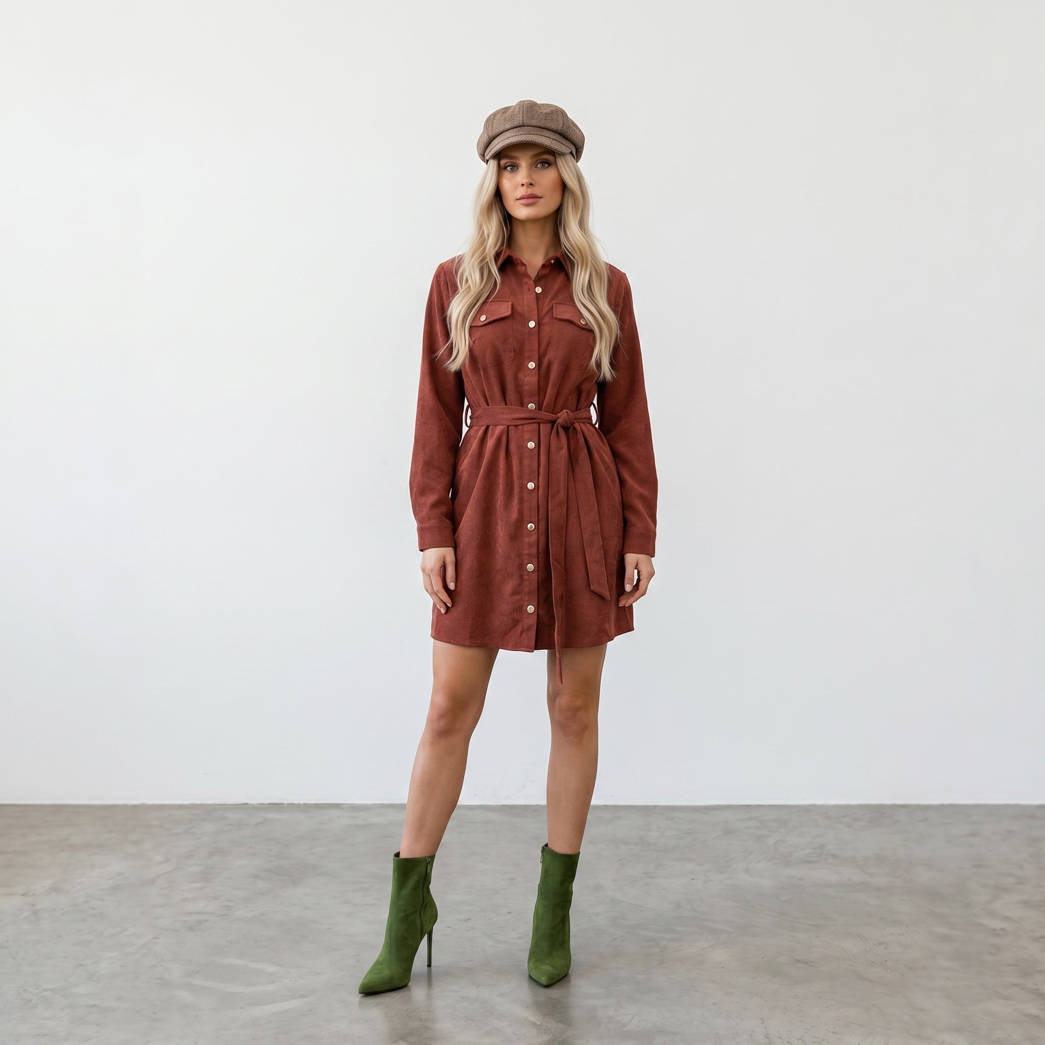 Rust Corduroy Jacket Dress