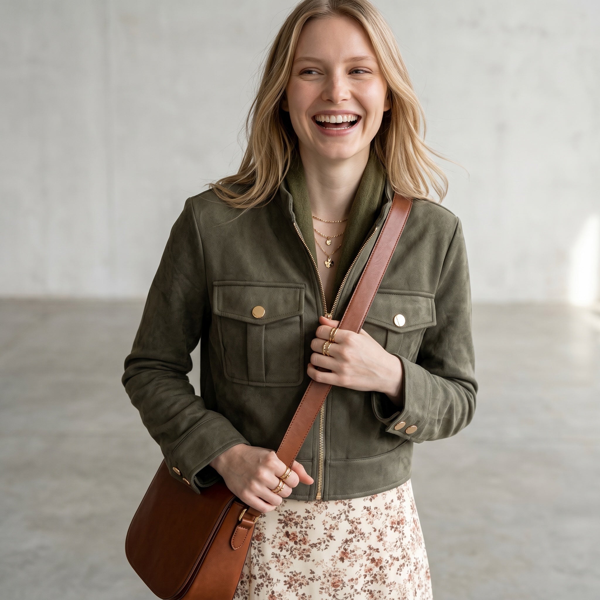 Military Jacket Olive Suede
