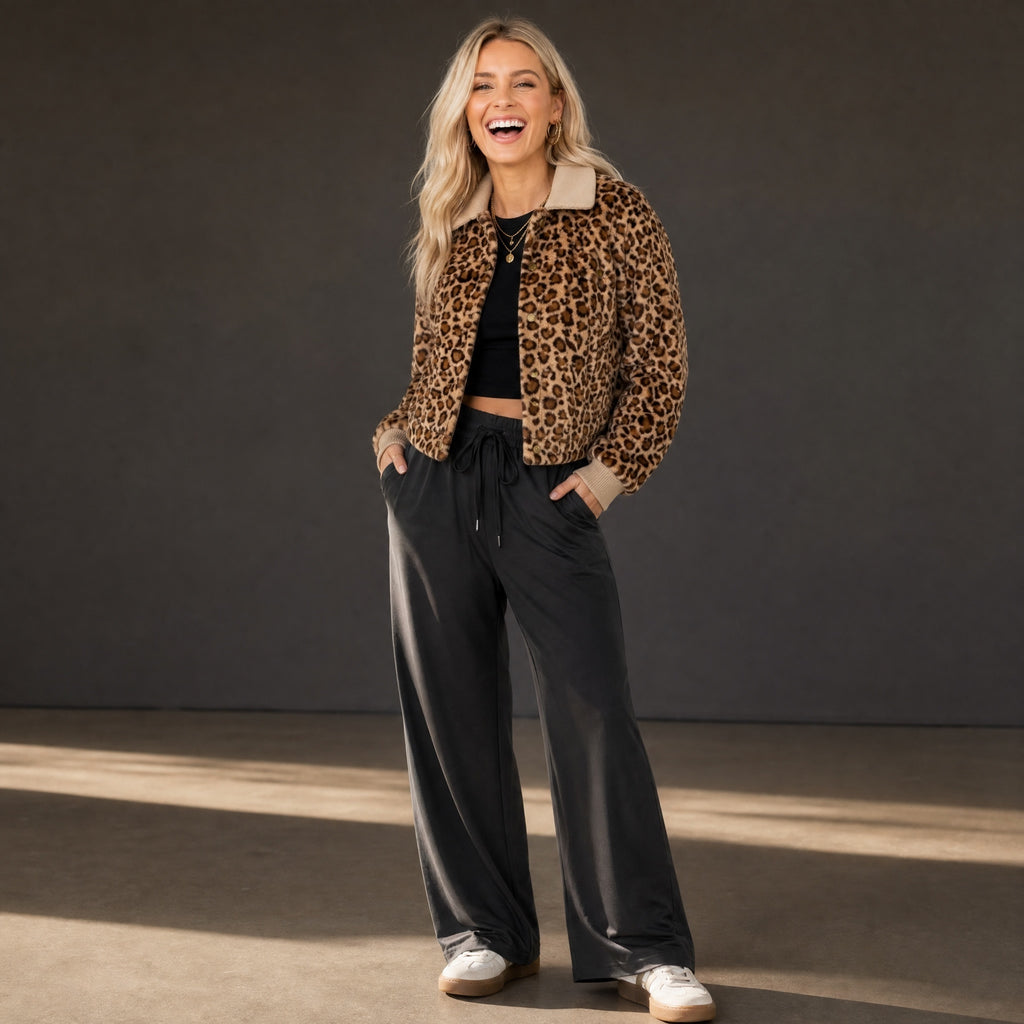 Leopard Corduroy Coat