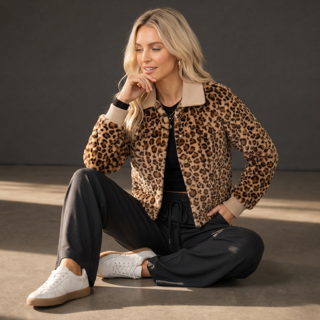 Leopard Corduroy Coat