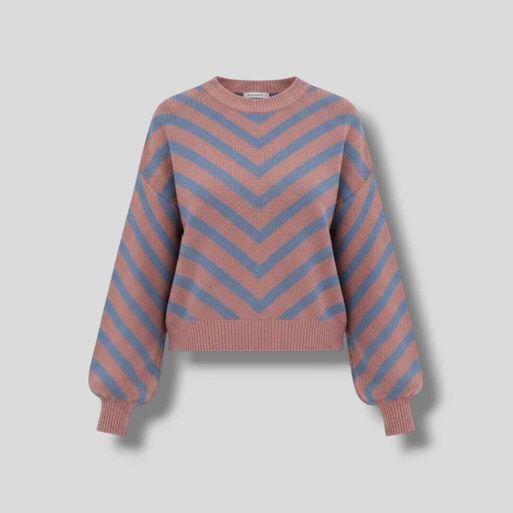 Chevron Jersey Dusty Blue Pink