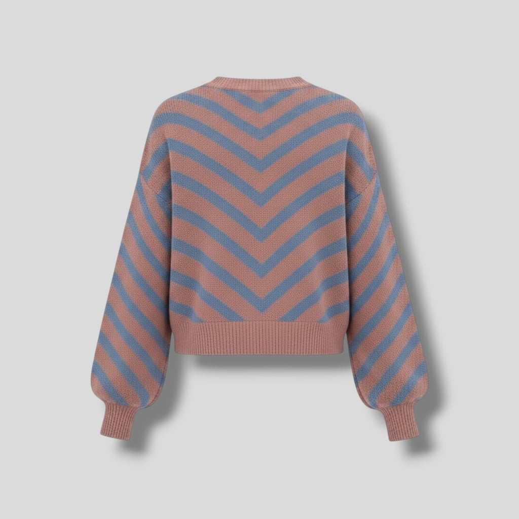 Chevron Jersey Dusty Blue Pink