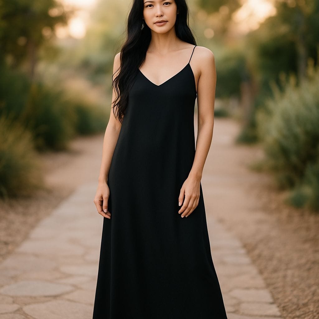 Black Slip Maxi Dress Hiding Bella