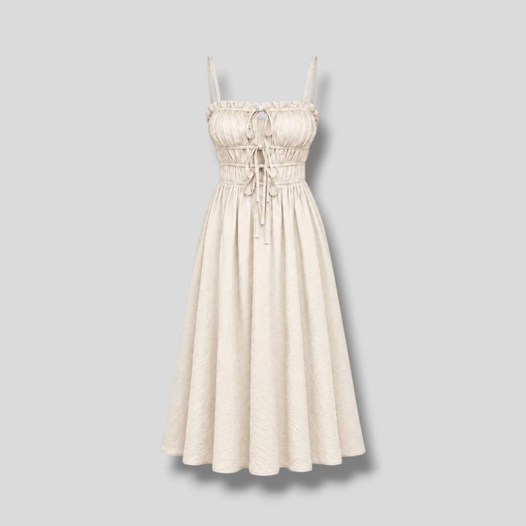 Shirred Dress Pearl White