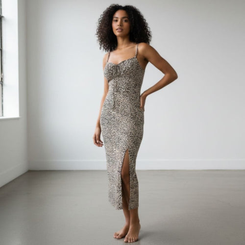 Leopard Bow Cami Dress Hiding Bella