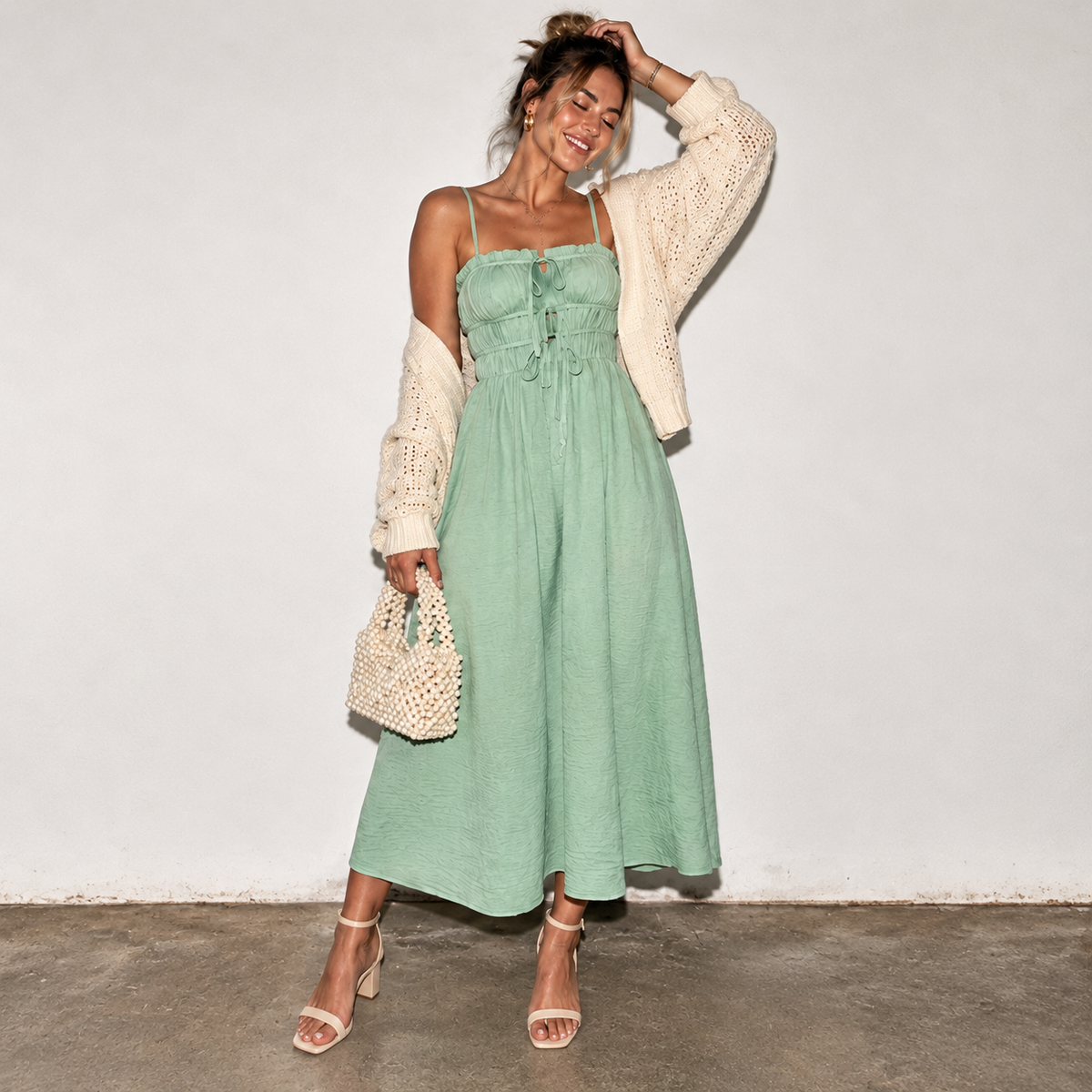 Shirred Dress Mint