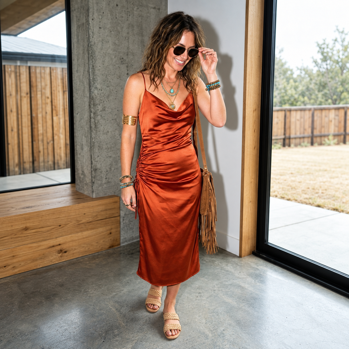 Cami Dress Satin Copper